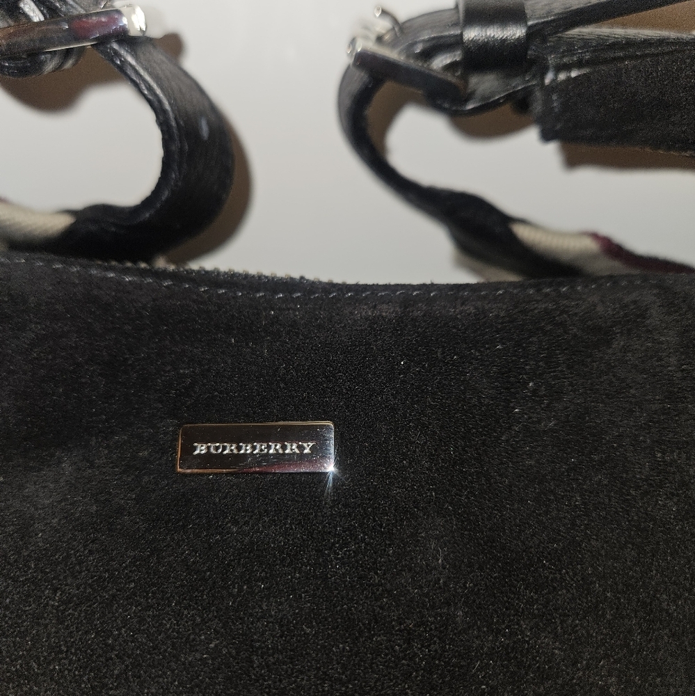 Burberry Black Suede Vintage Hobo Bag - Picture 2 of 14